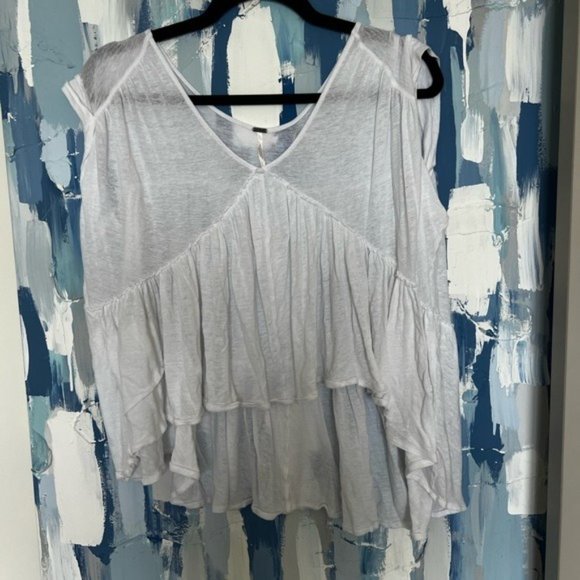 Free People Top - White Free People Short Sleeve Shirts for Women - Summer Tops - Picture 4 of 4